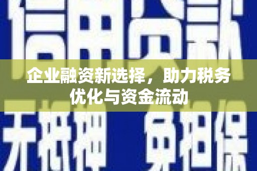 阳春企业融资新选择，助力税务优化与资金流动