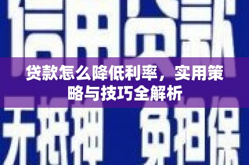 苏尼特右旗贷款怎么降低利率，实用策略与技巧全解析