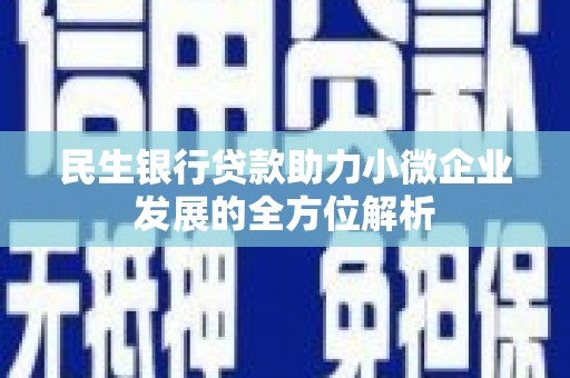 肃南民生银行贷款助力小微企业发展的全方位解析