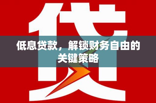 天津低息贷款，解锁财务自由的关键策略